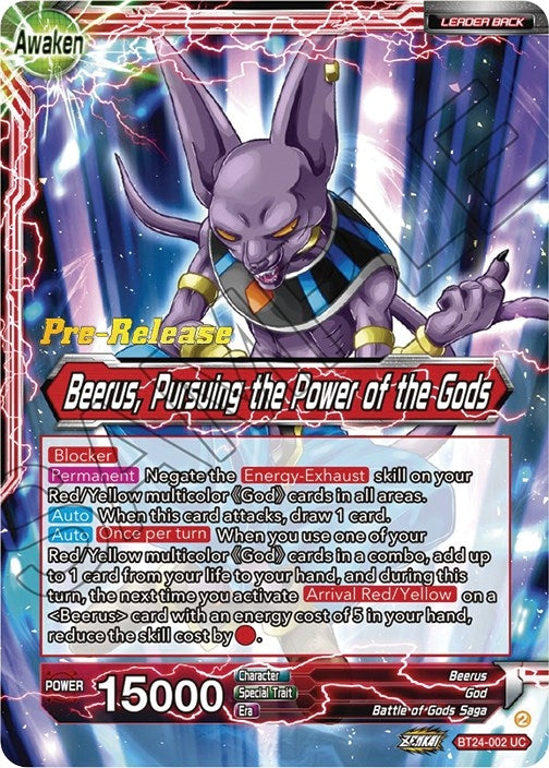 Image for Beerus // Beerus, Pursuing the Power of the Gods (Beyond Generations Pre-Release Cards) (BT24-002) - Dragon Ball Super: Masters
