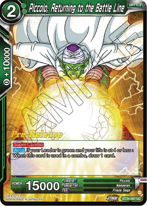 Image for Piccolo, Returning to the Battle Line (Beyond Generations Pre-Release Cards) (BT24-067) - Dragon Ball Super: Masters