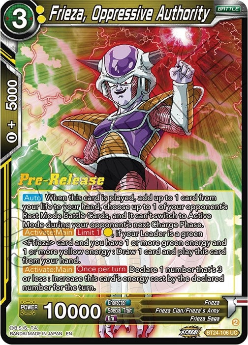 Image for Frieza, Oppressive Authority (Beyond Generations Pre-Release Cards) (BT24-106) - Dragon Ball Super: Masters