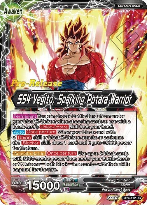 Image for SS4 Son Goku & SS4 Vegeta // SS4 Vegito, Sparking Potara Warrior (Beyond Generations Pre-Release Cards) (BT24-112) - Dragon Ball Super: Masters