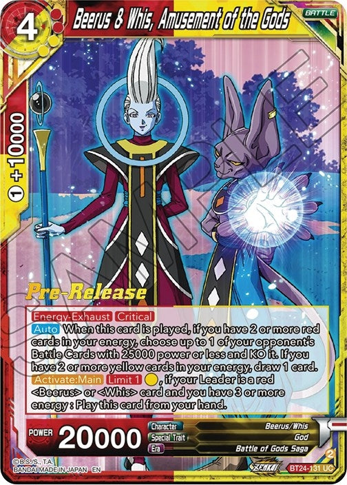 Image for Beerus & Whis, Amusement of the Gods (Beyond Generations Pre-Release Cards) (BT24-131) - Dragon Ball Super: Masters