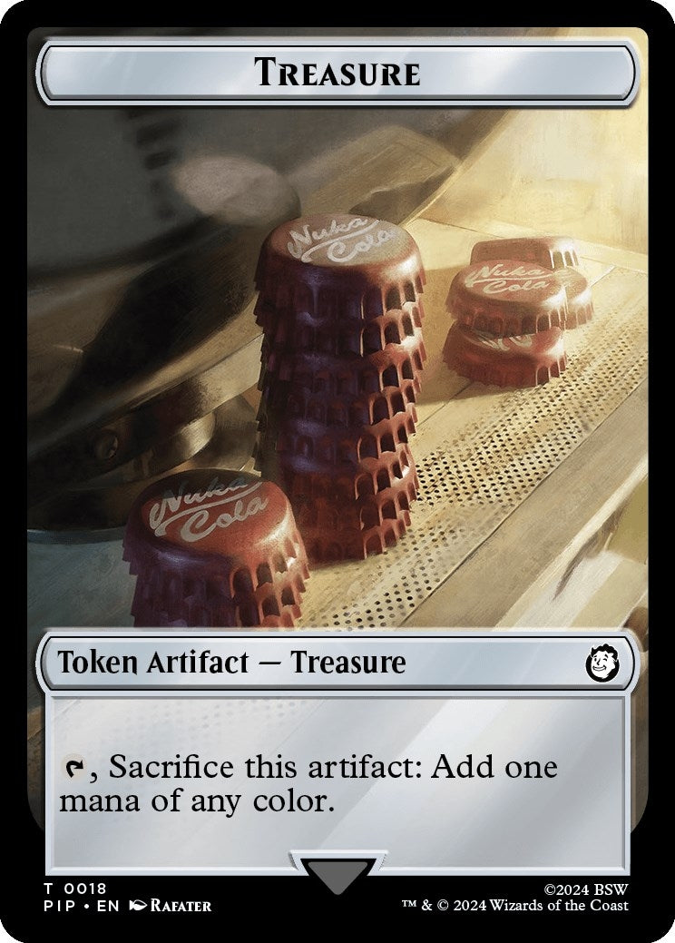 Image for Treasure (0018) // Human Knight Double-Sided Token (Universes Beyond: Fallout) (18 // 2) - Magic: The Gathering