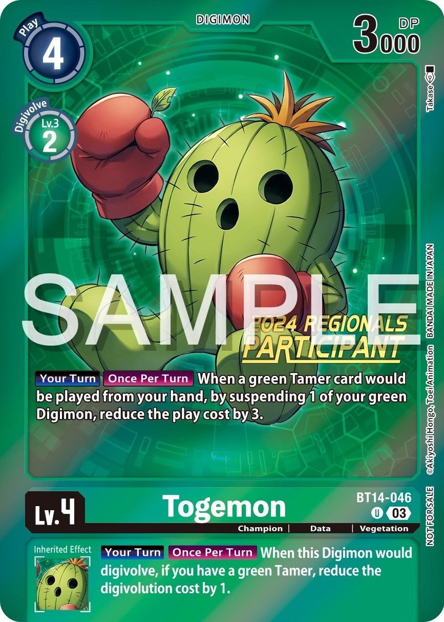 Image for Togemon (2024 Regionals Participant) (BT14) (14046)