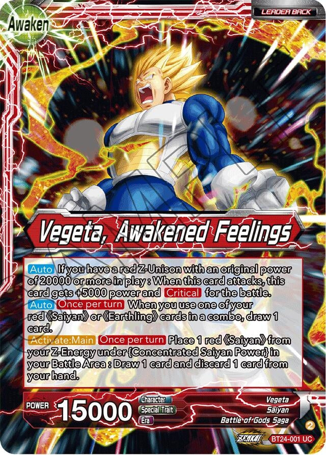 Image for Vegeta // Vegeta, Awakened Feelings (Collector Booster Foil) (Beyond Generations) (BT24-001) - Dragon Ball Super: Masters