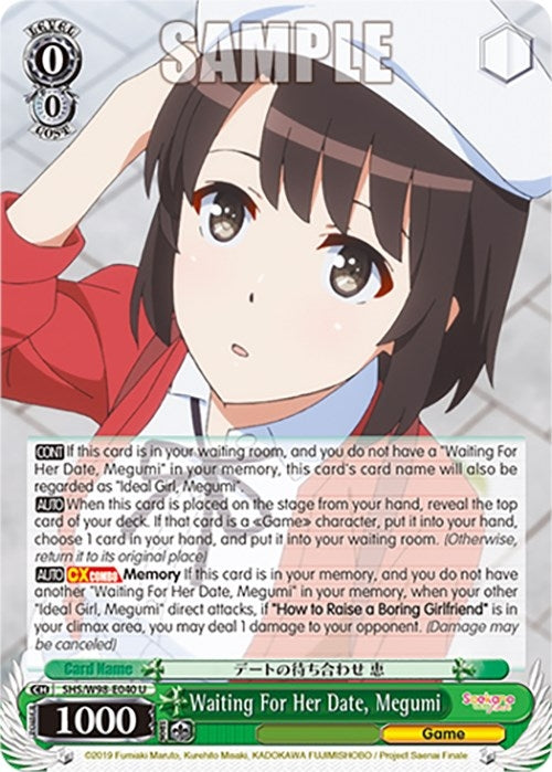 Image for Waiting For Her Date, Megumi (Saekano the Movie: Finale) (SHS/W98-E040 U) - Weiss Schwarz