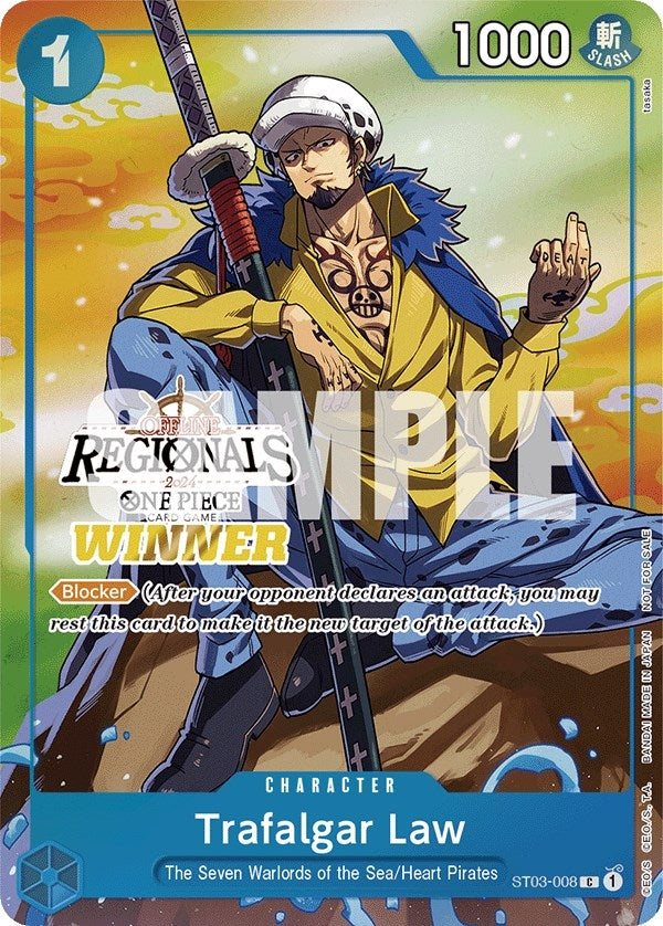 Image for Trafalgar Law (Offline Regional 2024 Vol. 2) [Winner] (One Piece Promotion Cards) (ST03-008) - One Piece Card Game