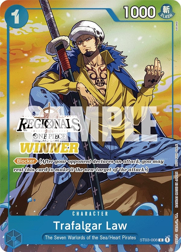 Image for Trafalgar Law (Online Regional 2024 Vol. 2) [Winner] (One Piece Promotion Cards) (ST03-008) - One Piece Card Game