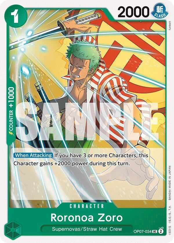 Image for Roronoa Zoro (034) (500 Years in the Future) (OP07-034) - One Piece Card Game
