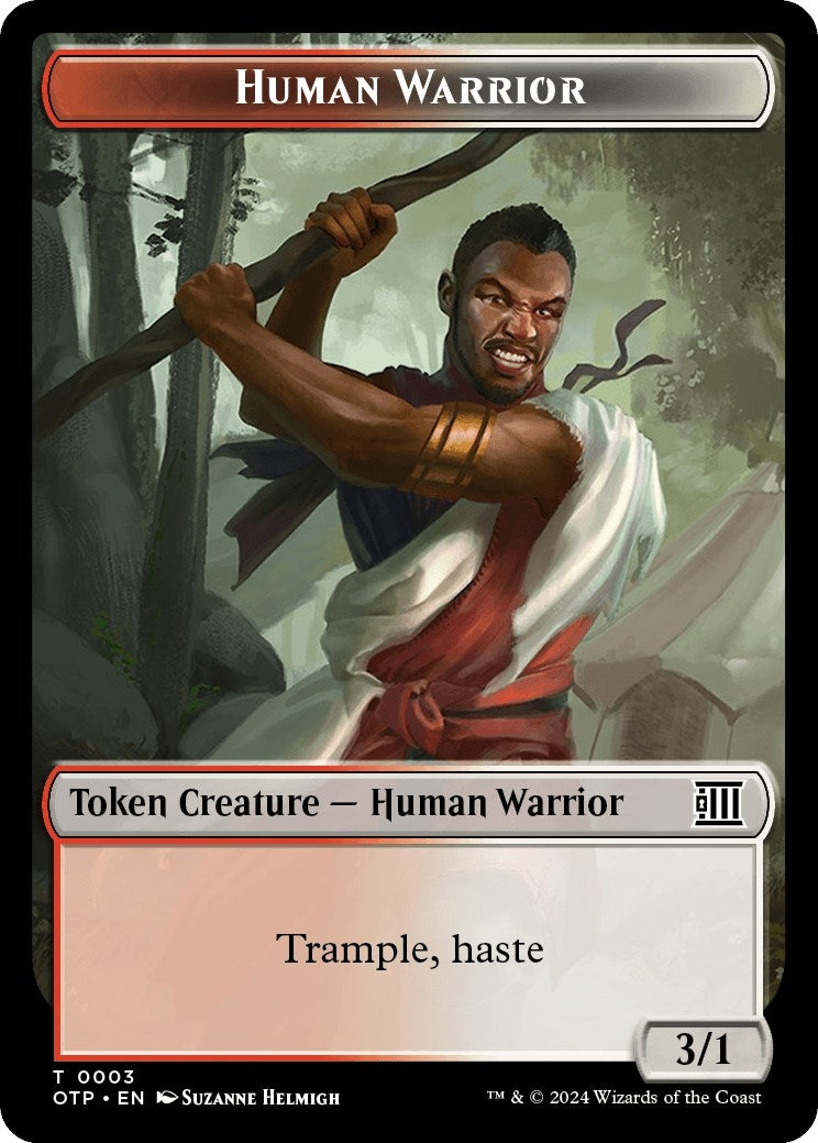 Image for Human Warrior Token (Outlaws of Thunder Junction: Breaking News) (3) - Magic: The Gathering