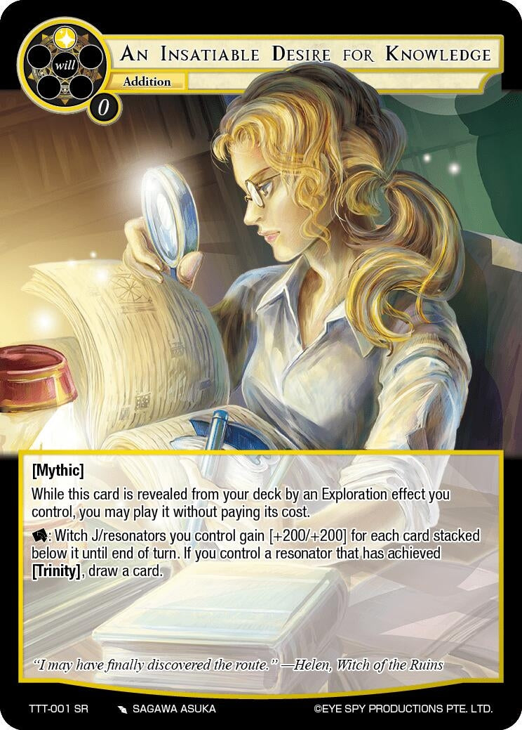 Image for An Insatiable Desire for Knowledge (Thoth of the Trinity) (TTT-001 SR) - Force of Will