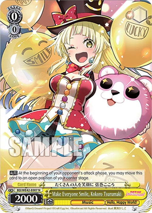 Image for Make Everyone Smile, Kokoro Tsurumaki (BanG Dream! Girls Band Party! Countdown Collection Premium Booster) (BD/WE42-E007 N) - Weiss Schwarz