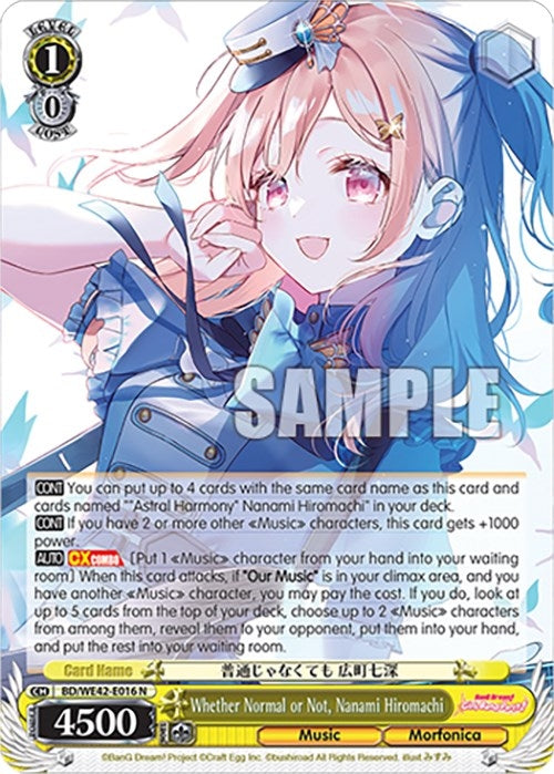 Image for Whether Normal or Not, Nanami Hiromachi (BanG Dream! Girls Band Party! Countdown Collection Premium Booster) (BD/WE42-E016 N) - Weiss Schwarz