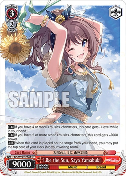 Image for Like the Sun, Saya Yamabuki (BanG Dream! Girls Band Party! Countdown Collection Premium Booster) (BD/WE42-E062 N) - Weiss Schwarz