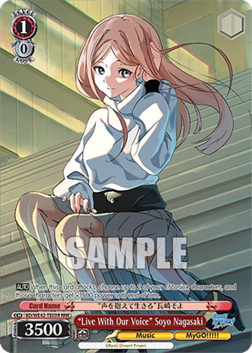 Image for "Live With Our Voice" Soyo Nagasaki (RRR) (BanG Dream! Girls Band Party! Countdown Collection Premium Booster) (BD/WE42-TE03R RRR) - Weiss Schwarz