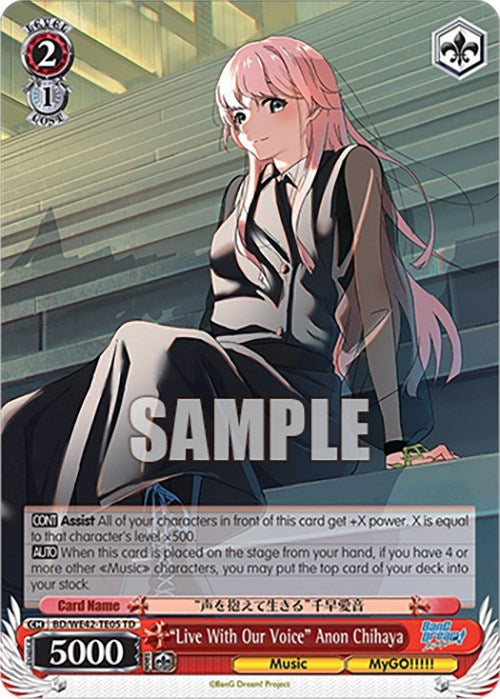 Image for "Live With Our Voice" Anon Chihaya (BanG Dream! Girls Band Party! Countdown Collection Premium Booster) (BD/WE42-TE05 TD) - Weiss Schwarz
