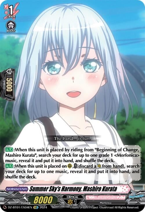 Image for Summer Sky's Harmony, Mashiro Kurata (EXC) (DZ-BT01: Fated Clash) (DZ-BT01/EX04EN) - Cardfight Vanguard