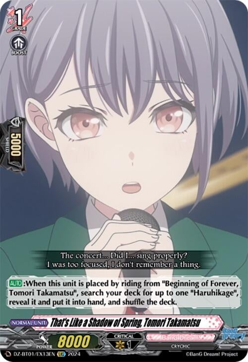 Image for That's Like a Shadow of Spring, Tomori Takamatsu (EXC) (DZ-BT01: Fated Clash) (DZ-BT01/EX13EN) - Cardfight Vanguard