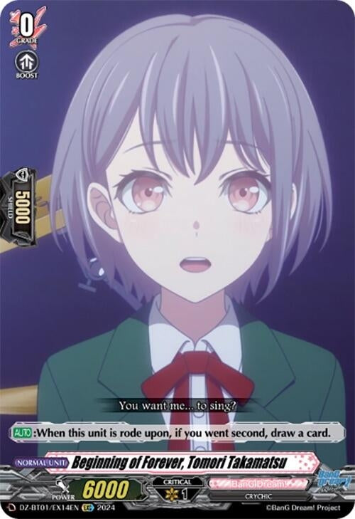 Image for Beginning of Forever, Tomori Takamatsu (EXC) (DZ-BT01: Fated Clash) (DZ-BT01/EX14EN) - Cardfight Vanguard