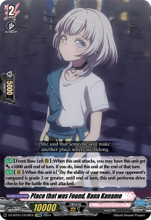 Image for Place that was Found, Rana Kaname (EXRRR) (DZ-BT01: Fated Clash) (DZ-BT01/EX16EN) - Cardfight Vanguard