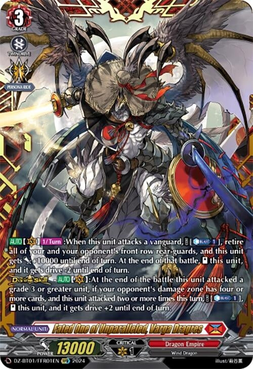 Image for Fated One of Unparalleled, Varga Dragres (FFR) (DZ-BT01: Fated Clash) (DZ-BT01/FFR01EN) - Cardfight Vanguard
