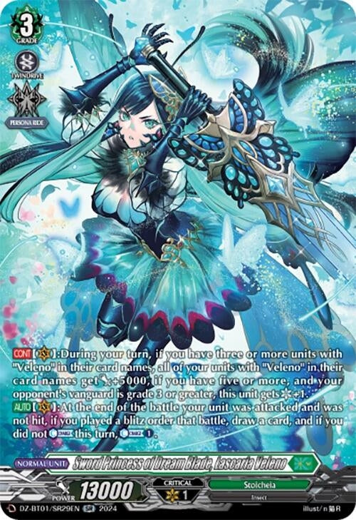 Image for Sword Princess of Dream Blade, Lascaria Veleno (SR) (DZ-BT01: Fated Clash) (DZ-BT01/SR29EN) - Cardfight Vanguard