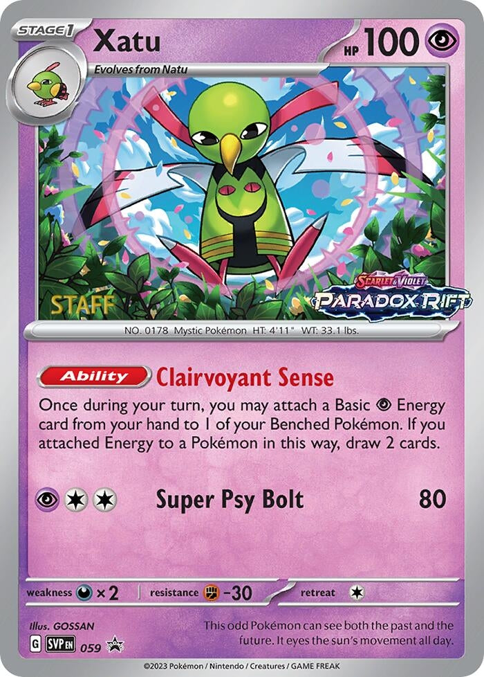 Image for Xatu - 059 (Prerelease) [Staff] (SV: Scarlet & Violet Promo Cards) (059) - Pokemon