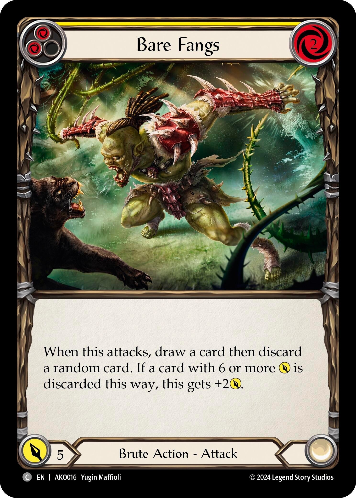 Image for Bare Fangs (Yellow) (Armory Deck: Kayo) (AKO016) - Flesh and Blood TCG