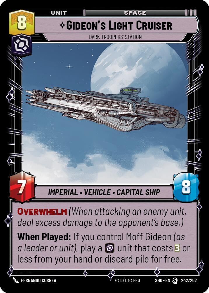 Image for Gideon's Light Cruiser - Dark Troopers' Station (Shadows of the Galaxy) (242/262) - Star Wars: Unlimited