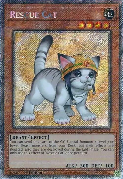 Image for Rescue Cat (Alternate Art) (Platinum Secret Rare) (25th Anniversary Rarity Collection II) (RA02-EN001) - YuGiOh