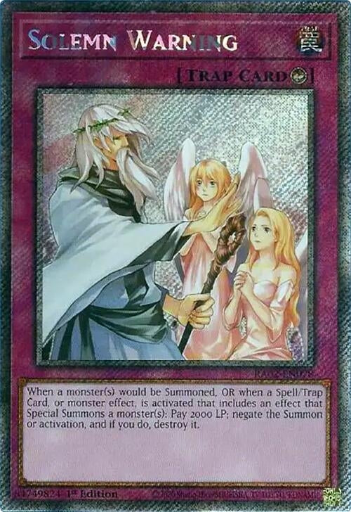 Image for Solemn Warning (Platinum Secret Rare) (25th Anniversary Rarity Collection II) (RA02-EN078) - YuGiOh