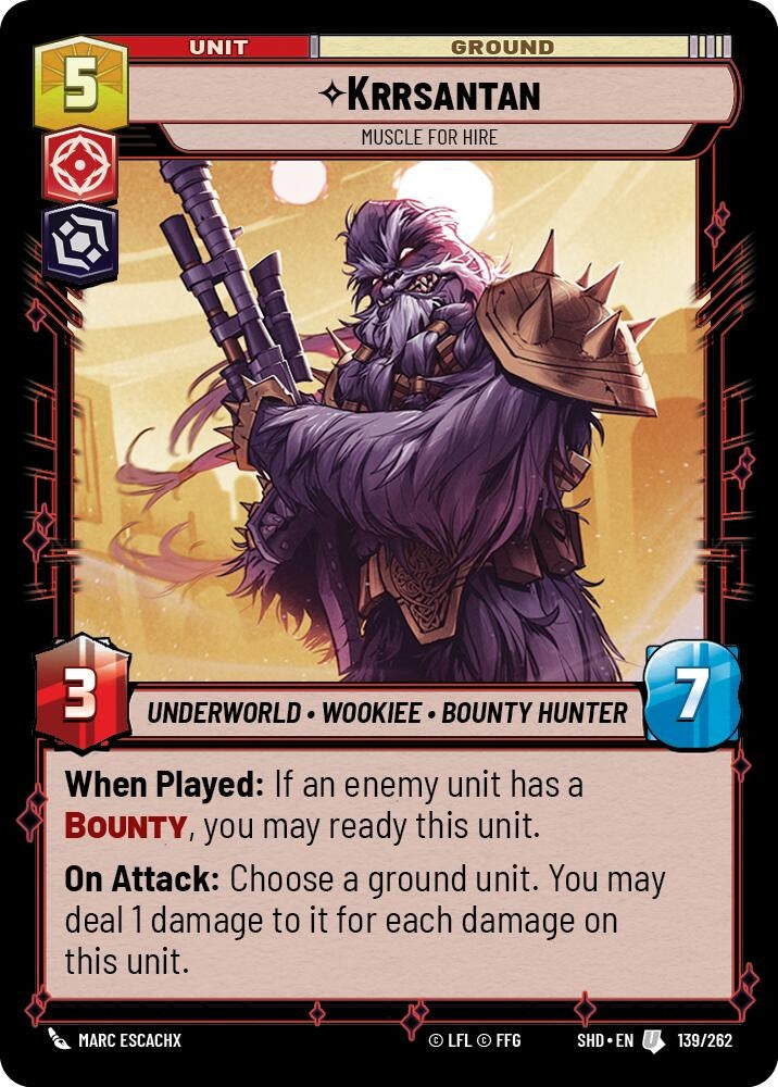 Image for Krrsantan - Muscle for Hire (Shadows of the Galaxy) (139/262) - Star Wars: Unlimited