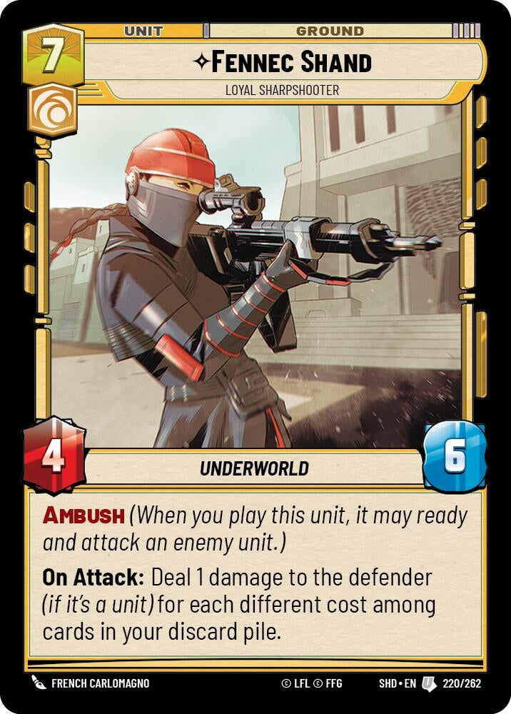 Image for Fennec Shand - Loyal Sharpshooter (Shadows of the Galaxy) (220/262) - Star Wars: Unlimited