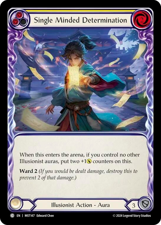 Image for Single Minded Determination (Yellow) (Part the Mistveil) (MST147) - Flesh and Blood TCG