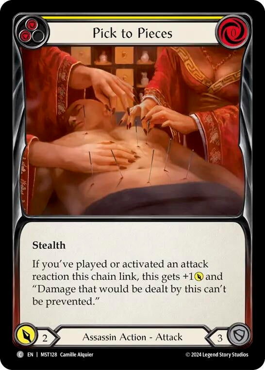 Image for Pick to Pieces (Yellow) (Part the Mistveil) (MST128) - Flesh and Blood TCG