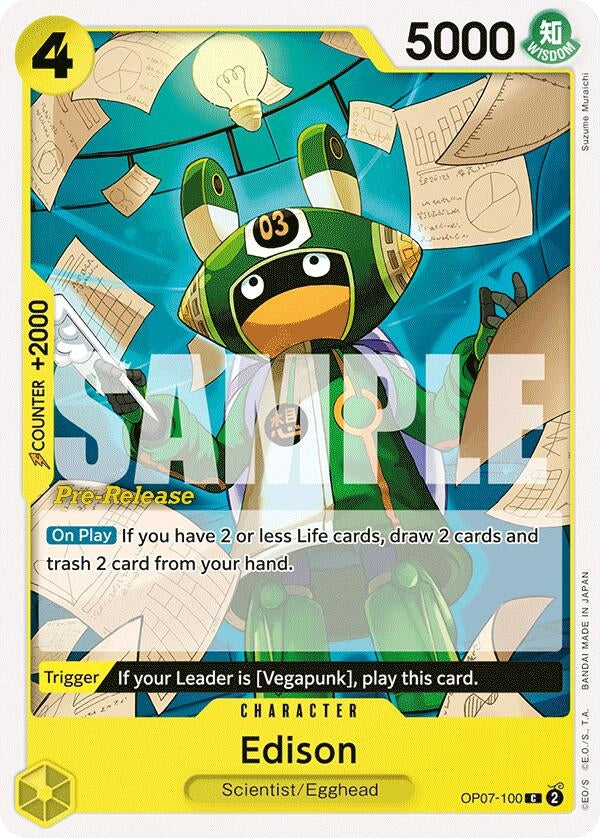 Image for Edison (500 Years in the Future Pre-Release Cards) (OP07-100) - One Piece Card Game