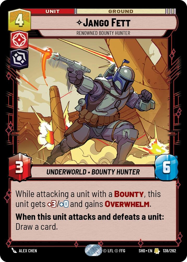 Image for Jango Fett - Renowned Bounty Hunter (Shadows of the Galaxy) (138/262) - Star Wars: Unlimited