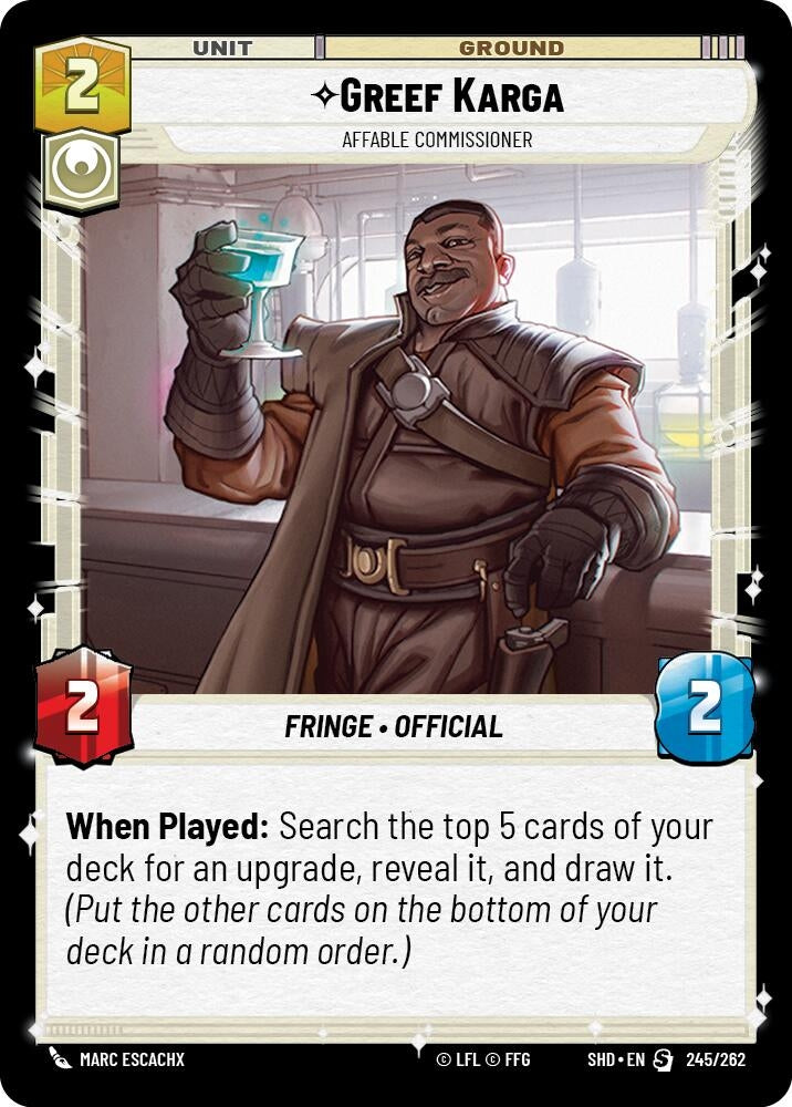 Image for Greef Karga - Affable Commissioner (Shadows of the Galaxy) (245/262) - Star Wars: Unlimited
