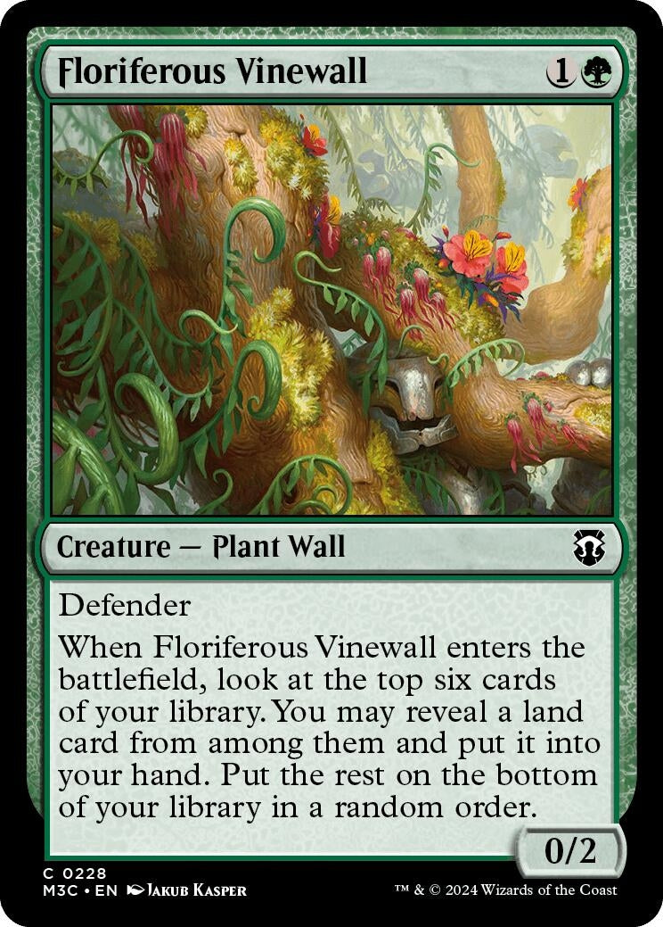 Image for Floriferous Vinewall (Ripple Foil) (Commander: Modern Horizons 3) (228) - Magic: The Gathering