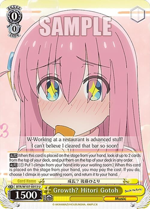 Image for Growth? Hitori Gotoh (BOCCHI THE ROCK!) (BTR/W107-E013 U) - Weiss Schwarz