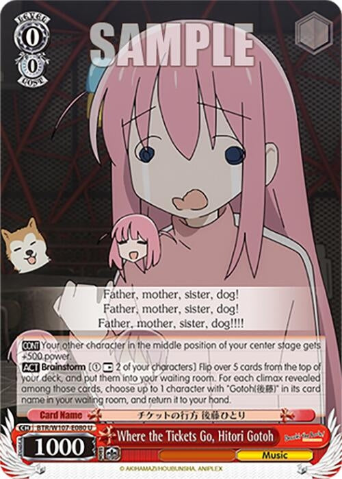 Image for Where the Tickets Go, Hitori Gotoh (BOCCHI THE ROCK!) (BTR/W107-E080 U) - Weiss Schwarz
