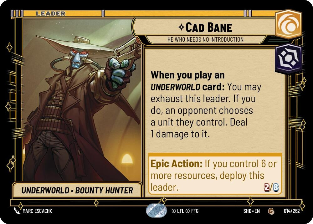 Image for Cad Bane - He Who Needs No Introduction (Shadows of the Galaxy) (014/262) - Star Wars: Unlimited