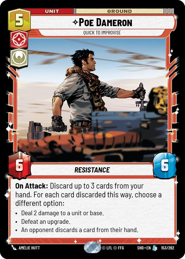 Image for Poe Dameron - Quick to Improvise (Shadows of the Galaxy) (153/262) - Star Wars: Unlimited
