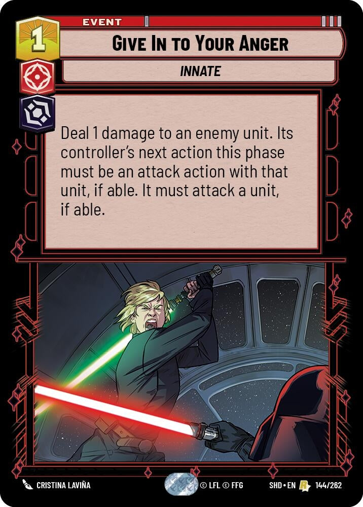 Image for Give In to Your Anger (Shadows of the Galaxy) (144/262) - Star Wars: Unlimited
