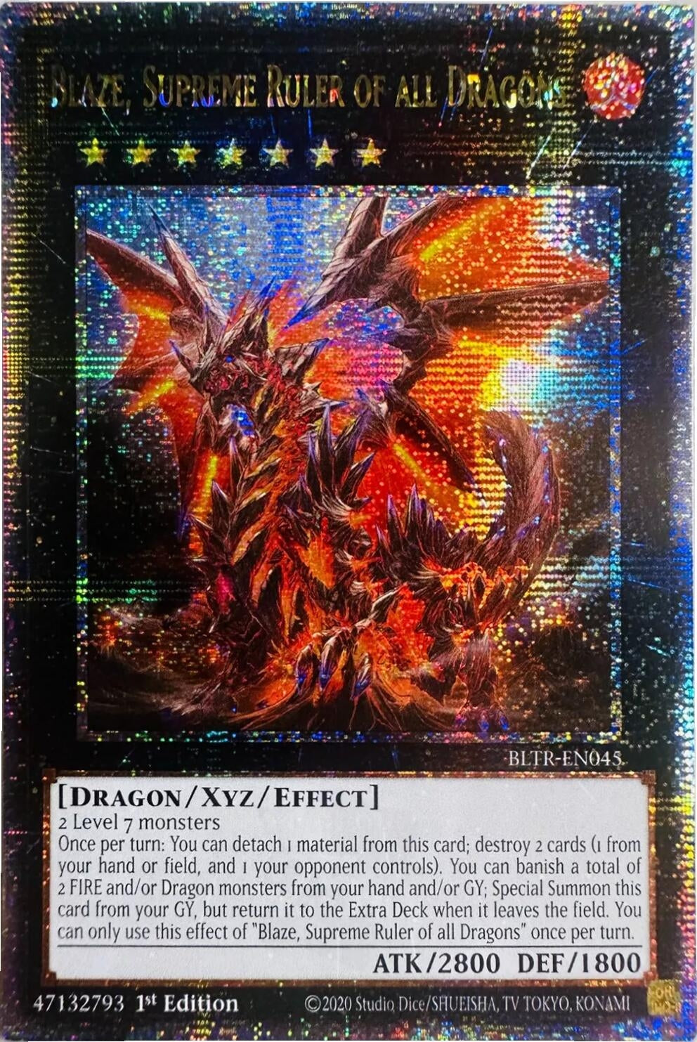 Image for Blaze, Supreme Ruler of all Dragons (Quarter Century Secret Rare) (Battles of Legend: Terminal Revenge) (BLTR-EN045) - YuGiOh
