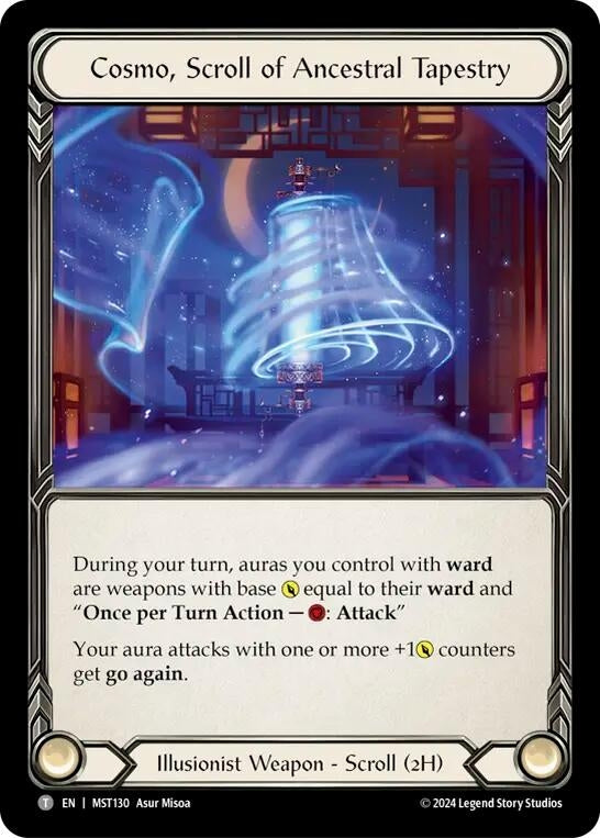Image for Cosmo, Scroll of Ancestral Tapestry // Beckoning Mistblade (Part the Mistveil) (MST130 // MST003) - Flesh and Blood TCG