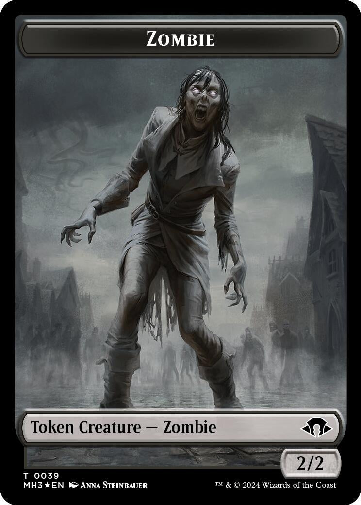 Image for Zombie (Ripple Foil) // Elephant Double-Sided Token (Commander: Modern Horizons 3) (21 // 18) - Magic: The Gathering