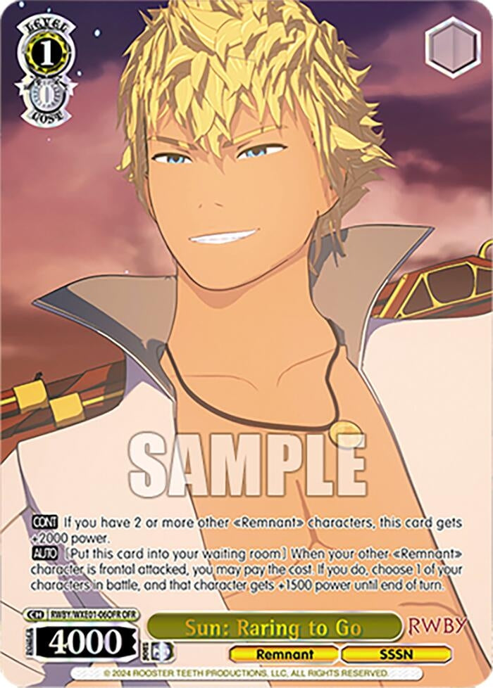 Image for Sun: Raring to Go (OFR) (RWBY Premium Booster) (RWBY/WXE01-06OFR OFR) - Weiss Schwarz