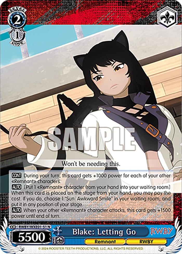 Image for Blake: Letting Go (RWBY Premium Booster) (RWBY/WXE01-51 N) - Weiss Schwarz