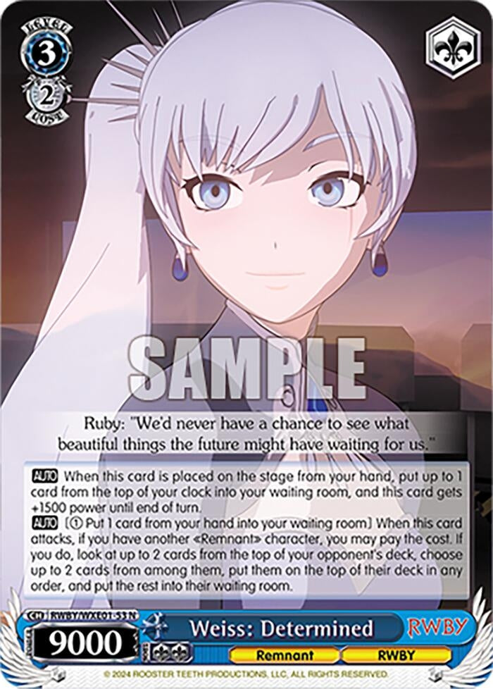 Image for Weiss: Determined (RWBY Premium Booster) (RWBY/WXE01-53 N) - Weiss Schwarz