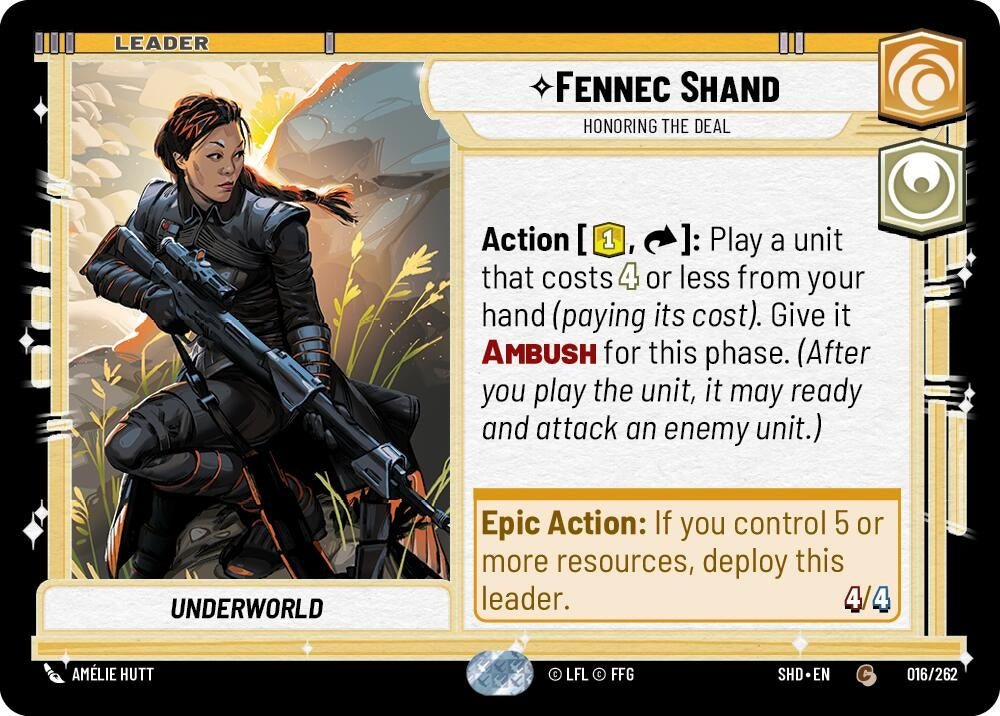Image for Fennec Shand - Honoring the Deal (Shadows of the Galaxy) (016/262) - Star Wars: Unlimited